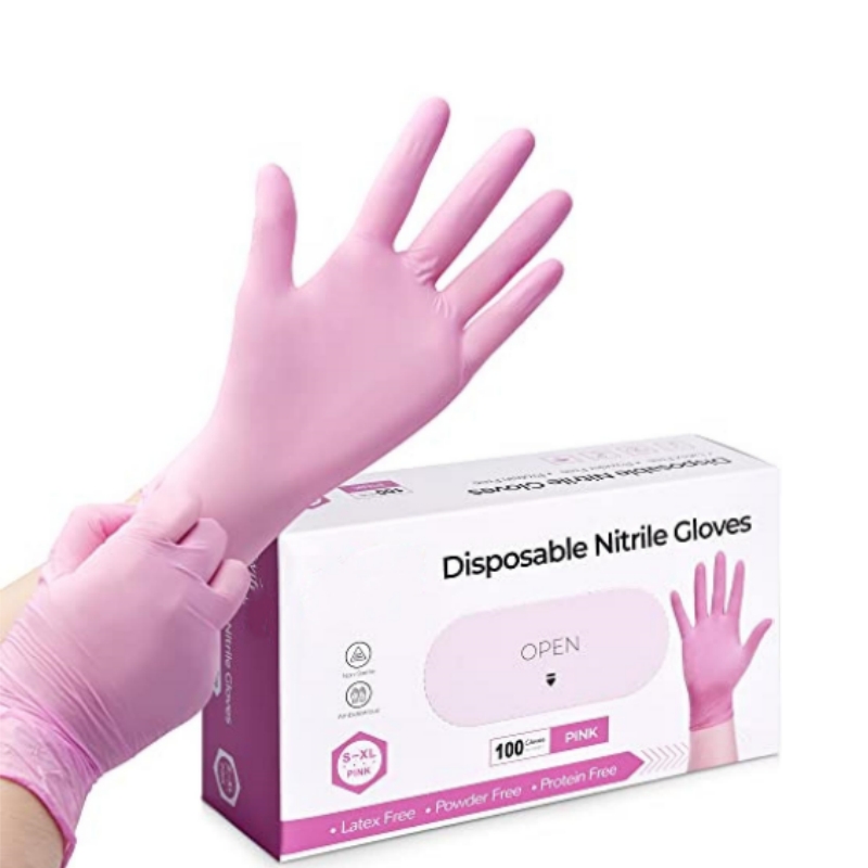 Latex Disposable Glove - Gants jetables en nitrile rose pour