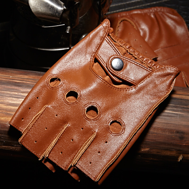 Leather Driving Glove - Gants demi-doigt pour hommes de haute