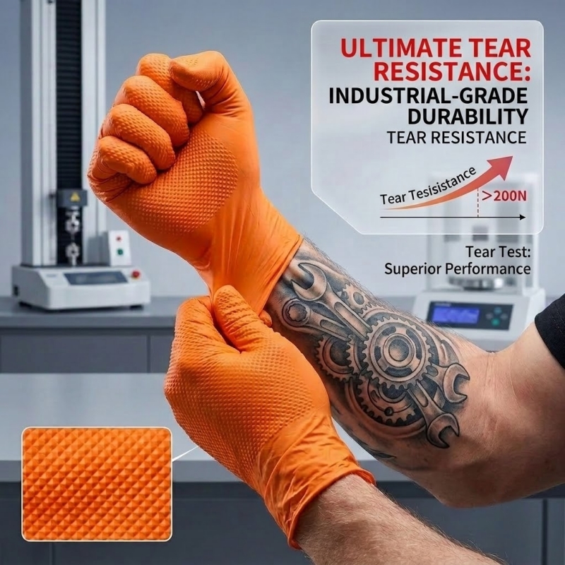 Gants en nitrile orange robust - Nitrile Mechanic Glove avis et prix